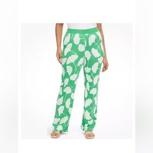 NWT - Diane Von Furstenberg for Target - Green and White Wide Leg Knit Pants